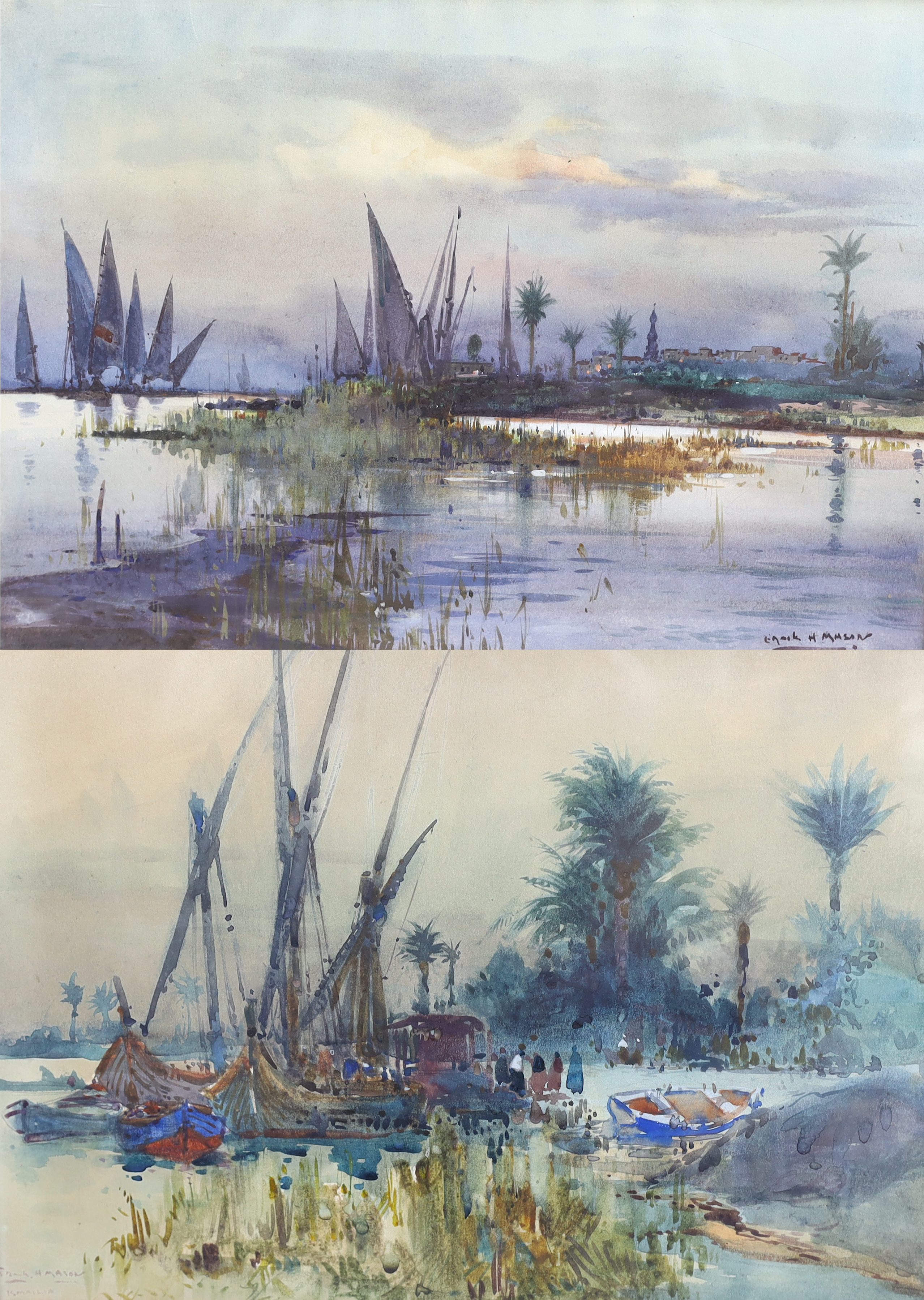 Frank H. Mason (British, 1875-1965), pair of watercolours, 'Ismailia', signed and titled, 24.5 x 34cm